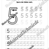 Arbeitsheft: Zahl 5 schreiben lernen (20 Arbeitsblätter) - Arbeitsblatt 05