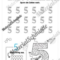 Arbeitsheft: Zahl 5 schreiben lernen (20 Arbeitsblätter) - Arbeitsblatt 06