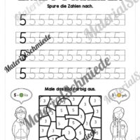 Arbeitsheft: Zahl 5 schreiben lernen (20 Arbeitsblätter) - Arbeitsblatt 07