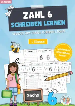 Arbeitsheft: Zahl 6 schreiben lernen (25 Arbeitsblätter)