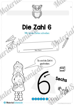 Zahl 6 schreiben lernen (Vorschau 01)