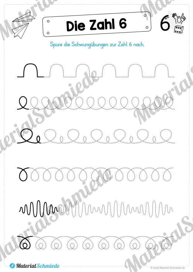 Zahl 6 schreiben lernen (Vorschau 02)