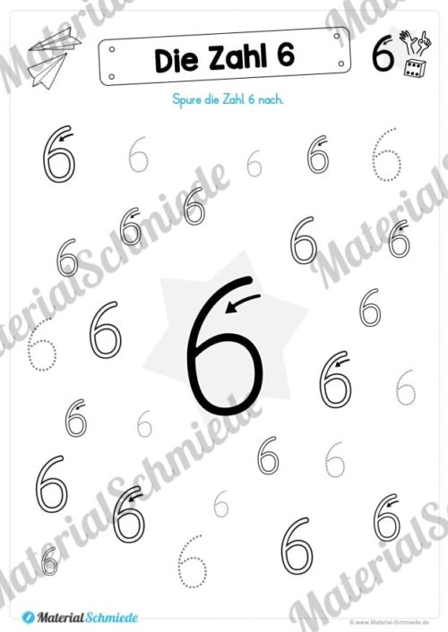 Zahl 6 schreiben lernen (Vorschau 06)