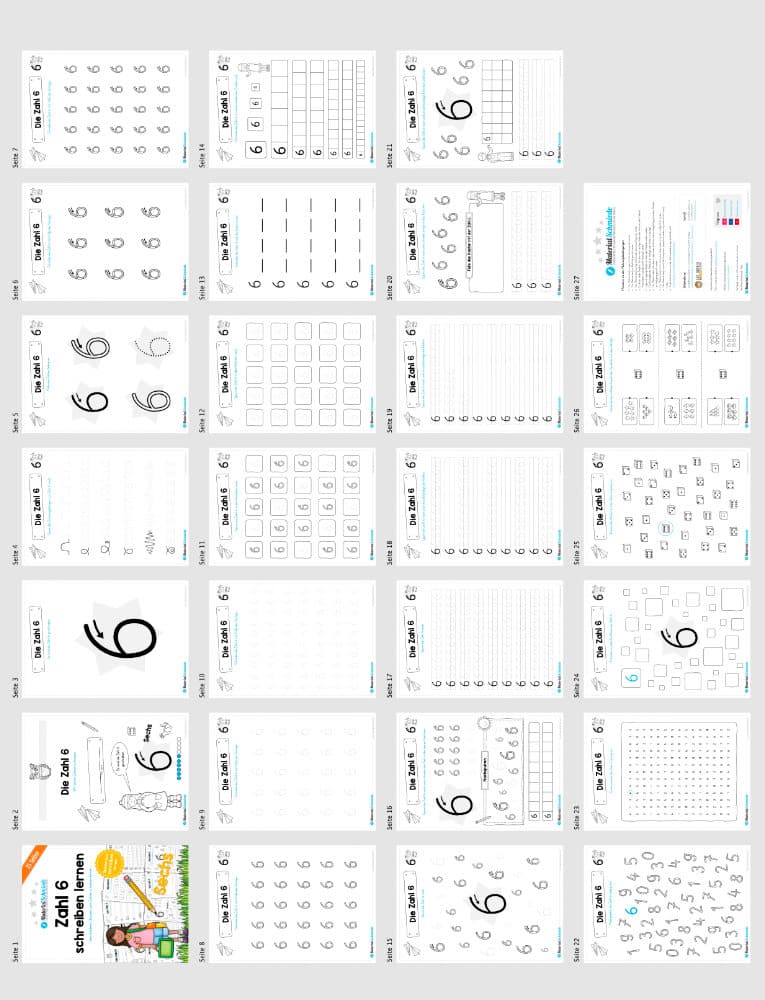 Zahl 6 schreiben lernen (Überblick)