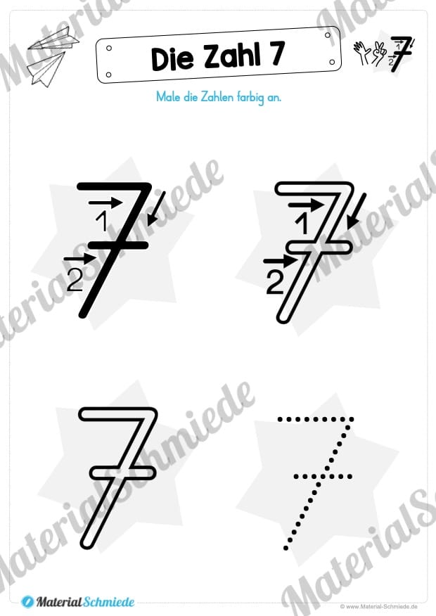 Zahl 7 schreiben lernen (Vorschau 03)