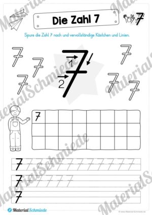 Zahl 7 schreiben lernen (Vorschau 07)