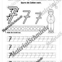 Arbeitsheft: Zahl 7 schreiben lernen (20 Arbeitsblätter) - Arbeitsblatt 03