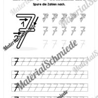 Arbeitsheft: Zahl 7 schreiben lernen (20 Arbeitsblätter) - Arbeitsblatt 05