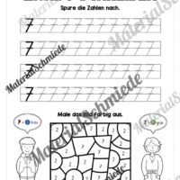 Arbeitsheft: Zahl 7 schreiben lernen (20 Arbeitsblätter) - Arbeitsblatt 08