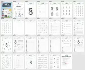 Arbeitsheft: Zahl 8 schreiben lernen (Überblick)