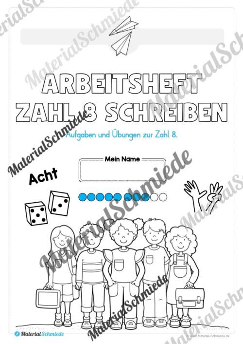 Arbeitsheft: Zahl 8 schreiben lernen (20 Arbeitsblätter) - Arbeitsblatt 01