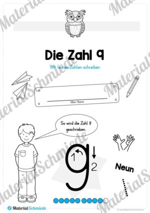 Zahl 9 schreiben lernen (Vorschau 01)