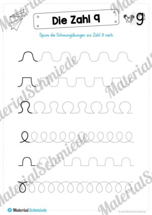 Zahl 9 schreiben lernen (Vorschau 02)
