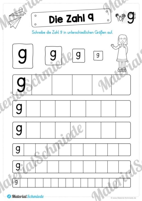 Zahl 9 schreiben lernen (Vorschau 05)