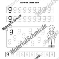 Arbeitsheft: Zahl 9 schreiben lernen (20 Arbeitsblätter) - Arbeitsblatt 04