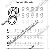 Arbeitsheft: Zahl 9 schreiben lernen (20 Arbeitsblätter) - Arbeitsblatt 05