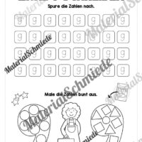 Arbeitsheft: Zahl 9 schreiben lernen (20 Arbeitsblätter) - Arbeitsblatt 08