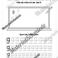 Arbeitsheft: Zahl 9 schreiben lernen (20 Arbeitsblätter) - Arbeitsblatt 09