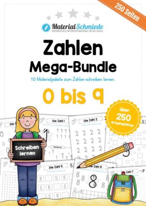 Mega-Bundle: Zahlen schreiben lernen (250 Arbeitsblätter)