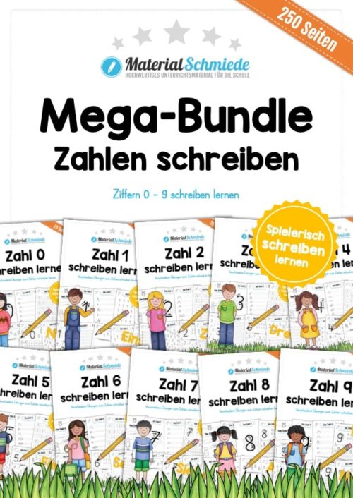 Mega-Bundle: Zahlen schreiben lernen (250 Arbeitsblätter)