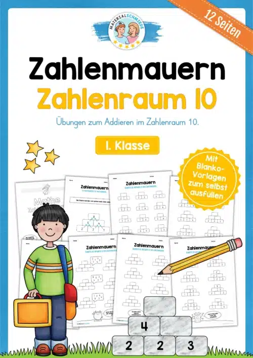 Zahlenmauern im Zahlenraum 10 (12 Arbeitsblätter)