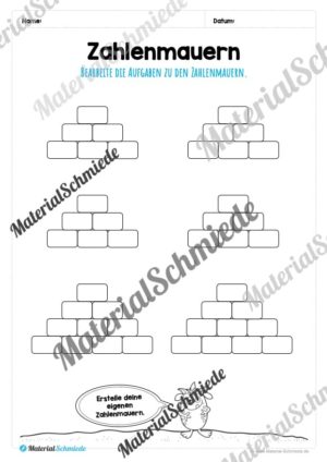 Zahlenmauern im Zahlenraum 20 (Vorschau 13)