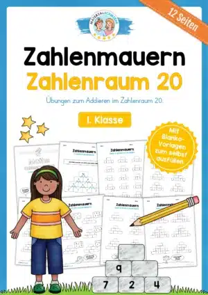 Zahlenmauern im Zahlenraum 20 (12 Arbeitsblätter)