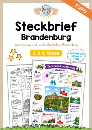 Steckbrief Brandenburg (mit Informationen) für die 3. und 4. Klasse