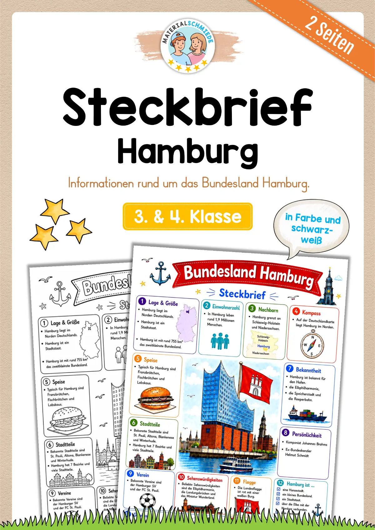 Steckbrief Hamburg (mit Informationen) für die 3. und 4. Klasse