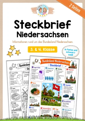 Steckbrief Niedersachsen (mit Informationen) für die 3. und 4. Klasse