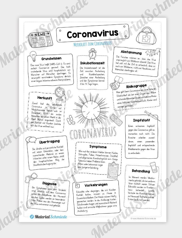 Arbeitsblatt: Merkblatt Coronavirus