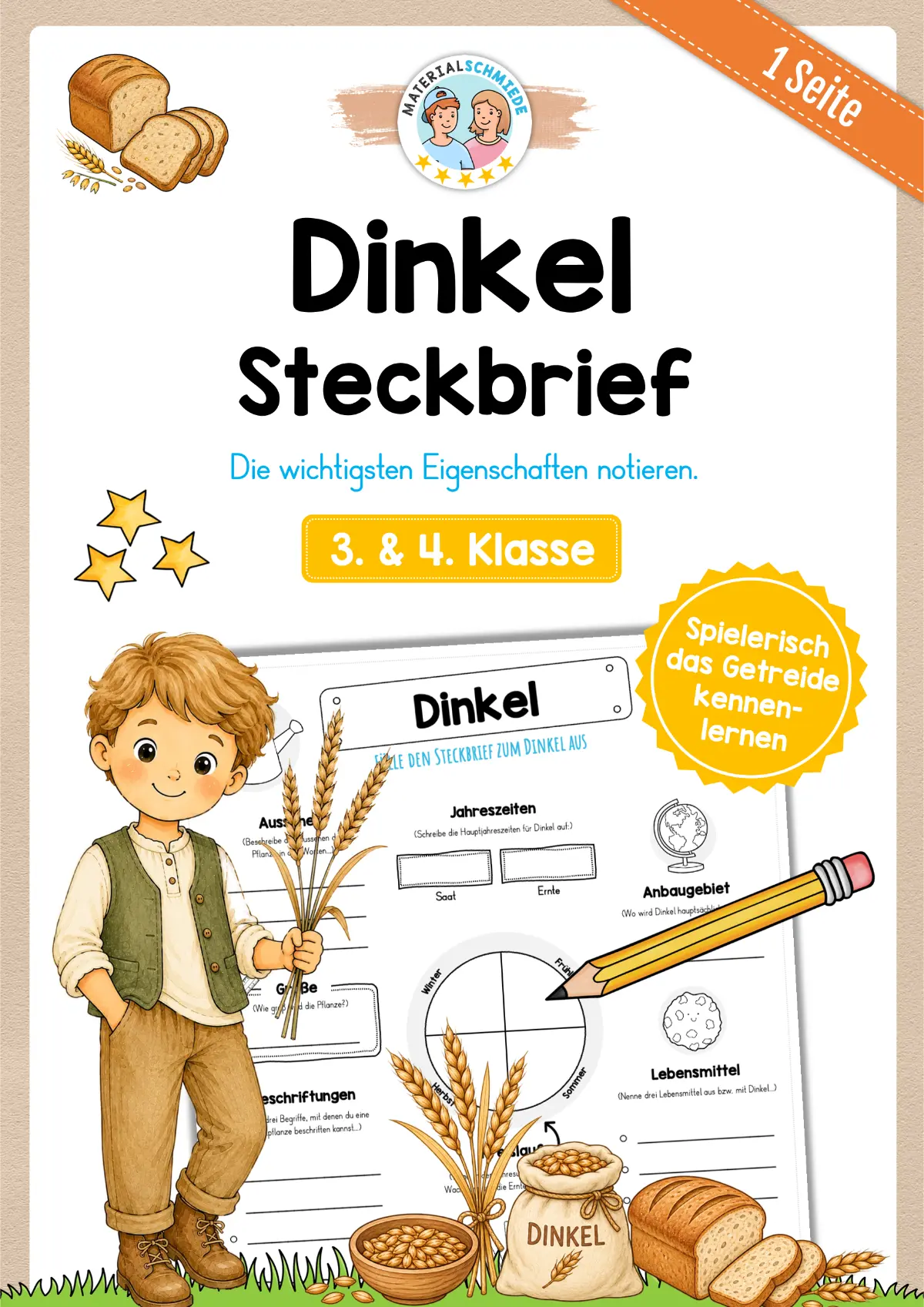 Steckbrief Dinkel zum Ausfüllen (3. & 4. Klasse)