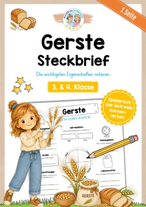 Steckbrief Gerste zum Ausfüllen (3. & 4. Klasse)