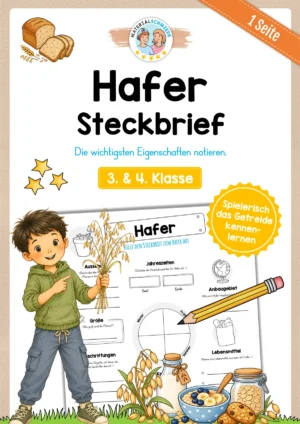 Steckbrief Hafer zum Ausfüllen (3. & 4. Klasse)