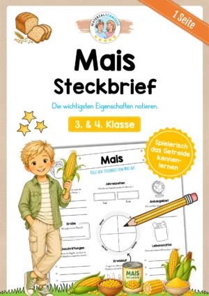 Steckbrief Mais zum Ausfüllen (3. & 4. Klasse)