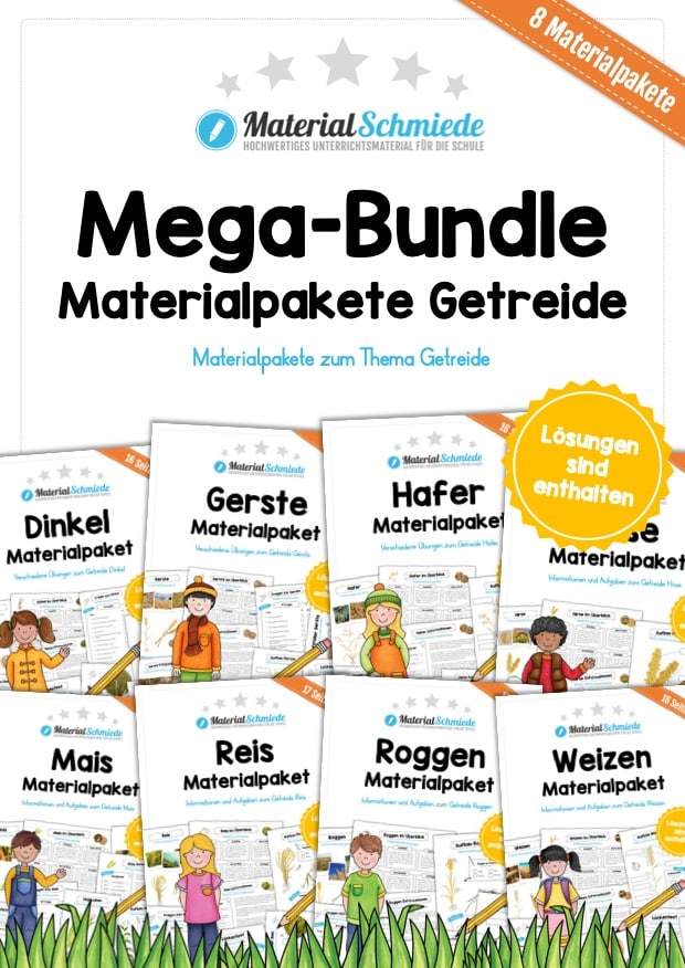 Mega-Bundle: 8 Materialpakete Getreide (131 Arbeitsblätter)