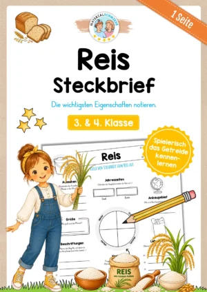 Steckbrief Reis zum Ausfüllen (3. & 4. Klasse)