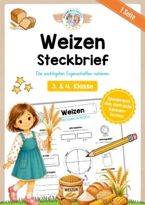 Steckbrief Weizen zum Ausfüllen (3. & 4. Klasse)