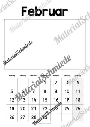 DIY Kalender 2024 (Große Zahlen in schwarz-weiß Februar)