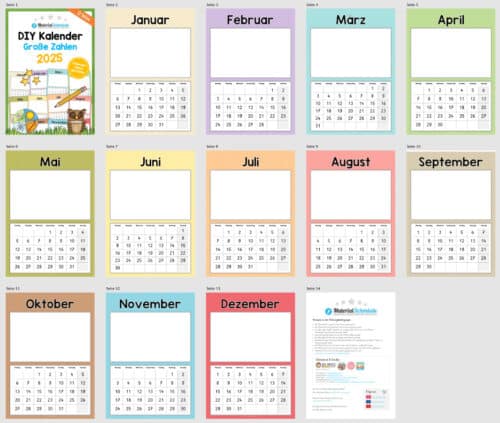 Kostenloser DIY Kalender 2025 (Arbeitsblatt 01)
