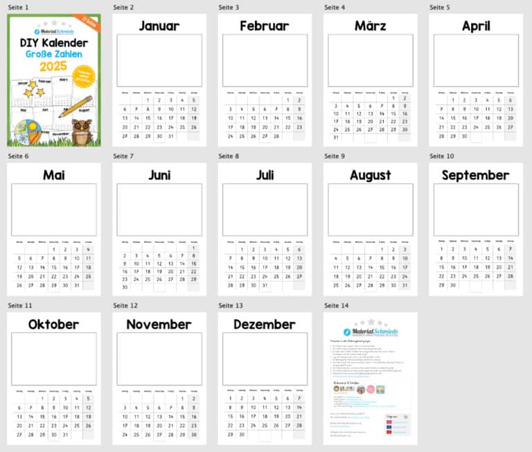 Kostenloser DIY Kalender 2025 (Arbeitsblatt 02)