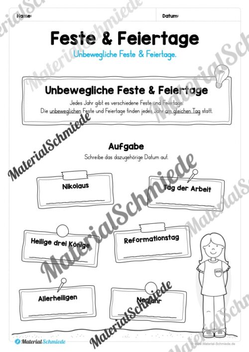 Kalender: Thema Feste & Feiertage 2026 (Arbeitsblatt 04)