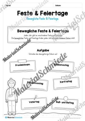 Kalender: Thema Feste & Feiertage 2026 (Arbeitsblatt 05) Kalender: Thema Feste & Feiertage 2026 (Arbeitsblatt 05)