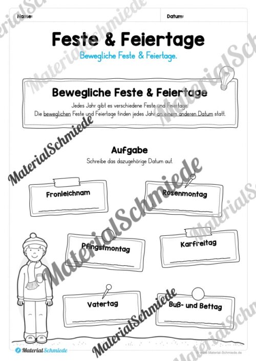 Kalender: Thema Feste & Feiertage 2026 (Arbeitsblatt 05)
