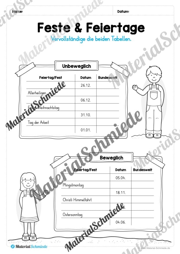 Kalender: Thema Feste & Feiertage 2026 (Arbeitsblatt 06) Kalender: Thema Feste & Feiertage 2026 (Arbeitsblatt 06)