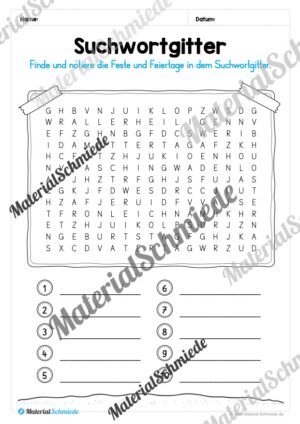 Kalender: Thema Feste & Feiertage 2026 (Arbeitsblatt 08) Kalender: Thema Feste & Feiertage 2026 (Arbeitsblatt 08)