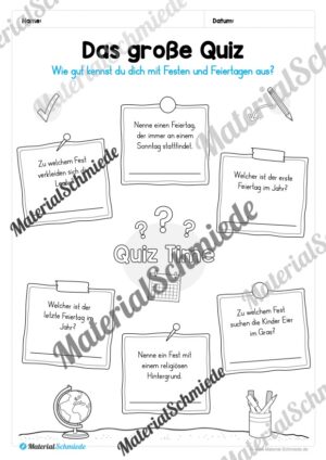 Kalender: Thema Feste & Feiertage 2026 (Arbeitsblatt 10) Kalender: Thema Feste & Feiertage 2026 (Arbeitsblatt 10)