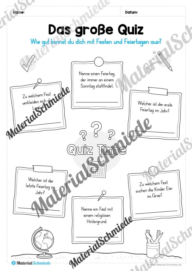 Kalender: Thema Feste & Feiertage 2026 (Arbeitsblatt 10) Kalender: Thema Feste & Feiertage 2026 (Arbeitsblatt 10)