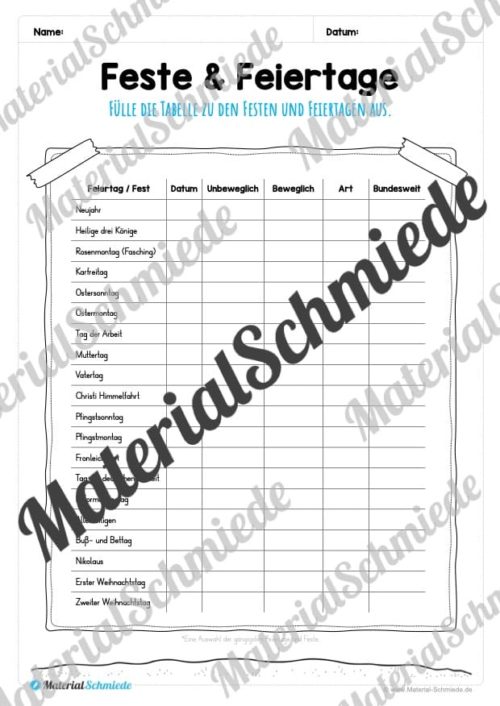 Kalender - Feste & Feiertage (Vorschau 03)