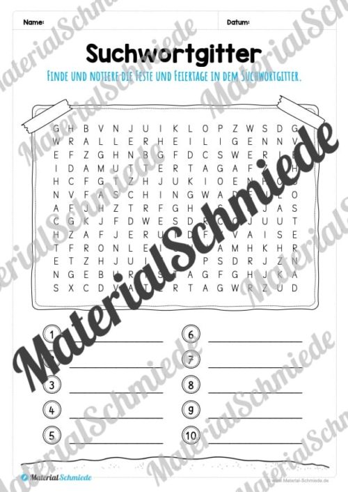 Kalender - Feste & Feiertage (Vorschau 08)